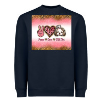 Navy peace love shih tzu Heavyweight Sweatshirt - Jasminsmagicworld