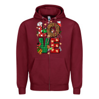 Burgundy Love Nurse Christmas Zipper Hoodie - NancyCooperArtShop