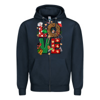 Navy Love Nurse Christmas Zipper Hoodie - NancyCooperArtShop