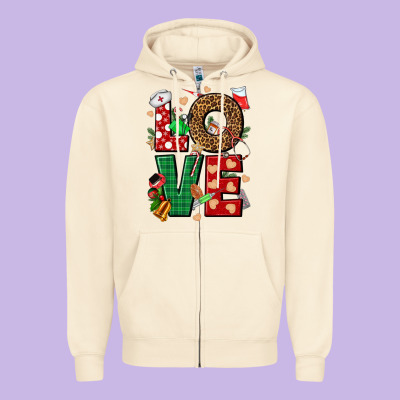Love Nurse Christmas Zipper Hoodie Designed By Nancycooperartshop