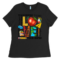 Black teach love inspire teacher Ladies Tee - texasbilliewilder