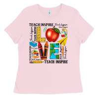 Bubblegum Pink teach love inspire teacher Ladies Tee - texasbilliewilder