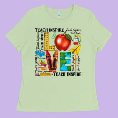Teach Love Inspire Teacher Ladies Tee Designed By Texasbilliewilder