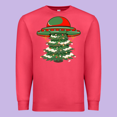 Ufo Christmas Pine Tree Premium Sweatshirt Designed By Bettercallsaul