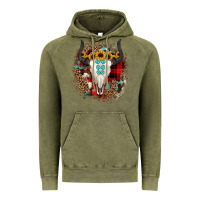Vintage Olive bullskull christmas Vintage Hoodie - JahusDesignShop