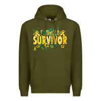 Army Green I am a survivor yellow ribbon Premium Hoodie - NancyCooperArtShop