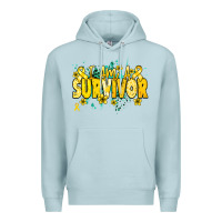 Blue Mist I am a survivor yellow ribbon Premium Hoodie - NancyCooperArtShop