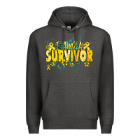 Charcoal Heather I am a survivor yellow ribbon Premium Hoodie - NancyCooperArtShop