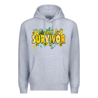 Heather Grey I am a survivor yellow ribbon Premium Hoodie - NancyCooperArtShop