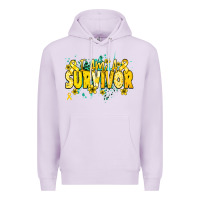 Lilac I am a survivor yellow ribbon Premium Hoodie - NancyCooperArtShop