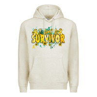 Oatmeal Heather I am a survivor yellow ribbon Premium Hoodie - NancyCooperArtShop