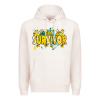 Pale Pink I am a survivor yellow ribbon Premium Hoodie - NancyCooperArtShop