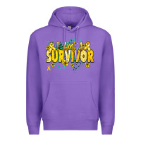 Purple I am a survivor yellow ribbon Premium Hoodie - NancyCooperArtShop