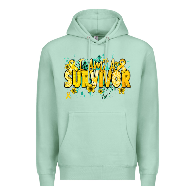 I Am A Survivor Yellow Ribbon Premium Hoodie by NancyCooperArtShop | Teevron