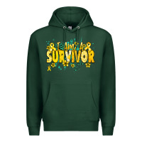 Sports Green I am a survivor yellow ribbon Premium Hoodie - NancyCooperArtShop