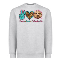 Heather Grey peace love labradoodle Heavyweight Sweatshirt - Jasminsmagicworld