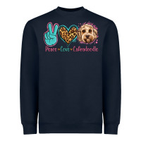 Navy peace love labradoodle Heavyweight Sweatshirt - Jasminsmagicworld