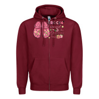 Burgundy Pink Christmas crocin' around the Christmas tree Zipper Hoodie - NancyCooperArtShop