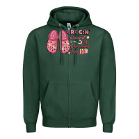 Sports Green Pink Christmas crocin' around the Christmas tree Zipper Hoodie - NancyCooperArtShop