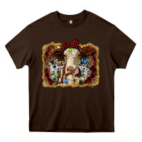 Chocolate Brown heifer cow christmas western background Heavy Core Tee - RanaPortraitStore