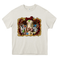 Cream heifer cow christmas western background Heavy Core Tee - RanaPortraitStore