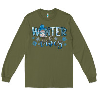 Army Green winter vibes gnome Long Sleeve Tee - JahusDesignShop