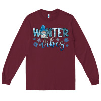 Burgundy winter vibes gnome Long Sleeve Tee - JahusDesignShop