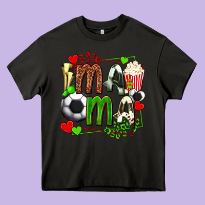 Mama Soccer With Popcorn Heavy Core Tee Designed By Texasbilliewilder
