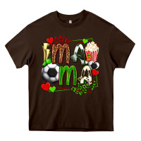 Chocolate Brown mama soccer with popcorn Heavy Core Tee - texasbilliewilder