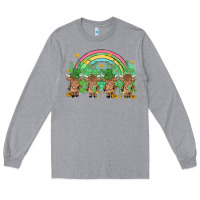 Heather Grey st patrick's day baby highland cow Long Sleeve Tee - MaliasSmallBusiness