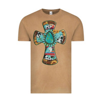 Vintage Camel cross with leopard sunflower gemstone serape cowhide Vintage Tee - Artiststas