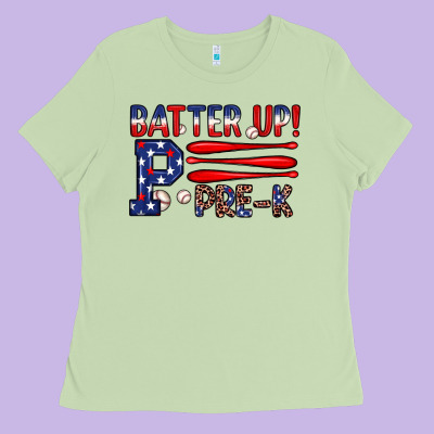 Batter Up Pre K Ladies Tee Designed By Jahusdesignshop