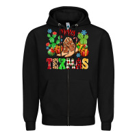 Black Merry Texmas Zipper Hoodie - MaliasSmallBusiness