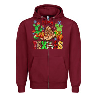 Burgundy Merry Texmas Zipper Hoodie - MaliasSmallBusiness