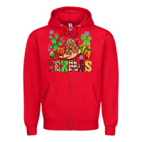 Red Merry Texmas Zipper Hoodie - MaliasSmallBusiness