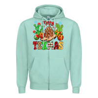 Seafoam Merry Texmas Zipper Hoodie - MaliasSmallBusiness