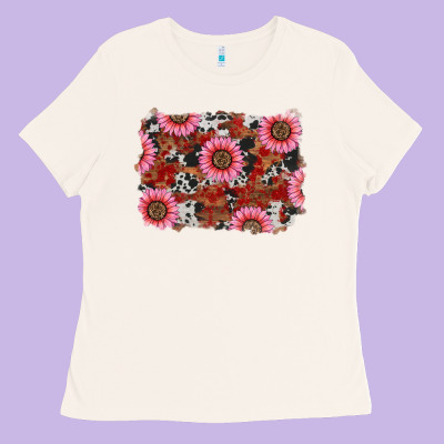 Valentine's Day Sunflowers Leopard Cowhide Background Ladies Tee Designed By Ranaportraitstore