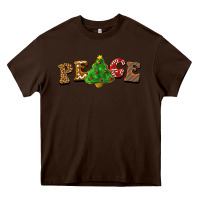 Chocolate Brown christmas peace Heavy Core Tee - BarkalooDesign