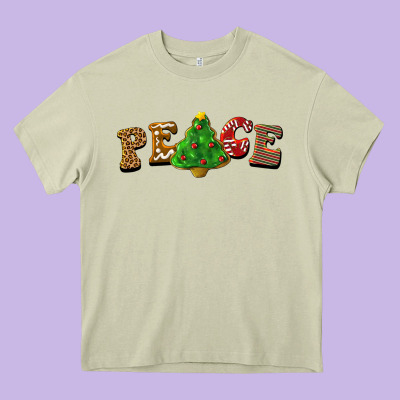 Christmas Peace Heavy Core Tee Designed By Barkaloodesign
