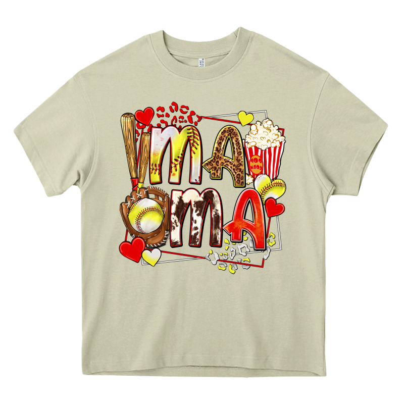 Mama Softball Baseball With Popcorn Heavy Core Tee by texasbilliewilder | Teevron