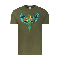 Vintage Olive wing cross Vintage Tee - Artiststas