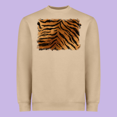Handdrawn Tiger Pattern Background Heavyweight Sweatshirt Designed By Barkaloodesign