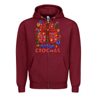 Burgundy Merry crocmas Zipper Hoodie - NancyCooperArtShop