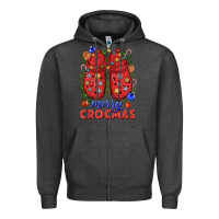 Charcoal Heather Merry crocmas Zipper Hoodie - NancyCooperArtShop