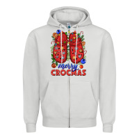 Dove Grey Merry crocmas Zipper Hoodie - NancyCooperArtShop