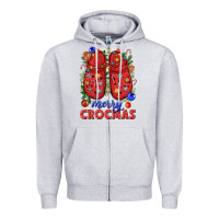 Heather Grey Merry crocmas Zipper Hoodie - NancyCooperArtShop