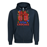 Navy Merry crocmas Zipper Hoodie - NancyCooperArtShop