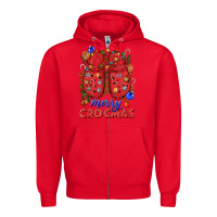 Red Merry crocmas Zipper Hoodie - NancyCooperArtShop