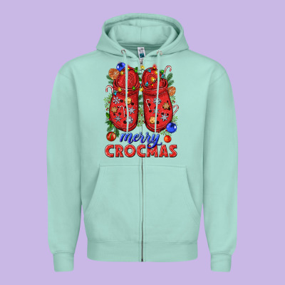 Merry Crocmas Zipper Hoodie Designed By Nancycooperartshop