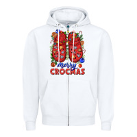 White Merry crocmas Zipper Hoodie - NancyCooperArtShop